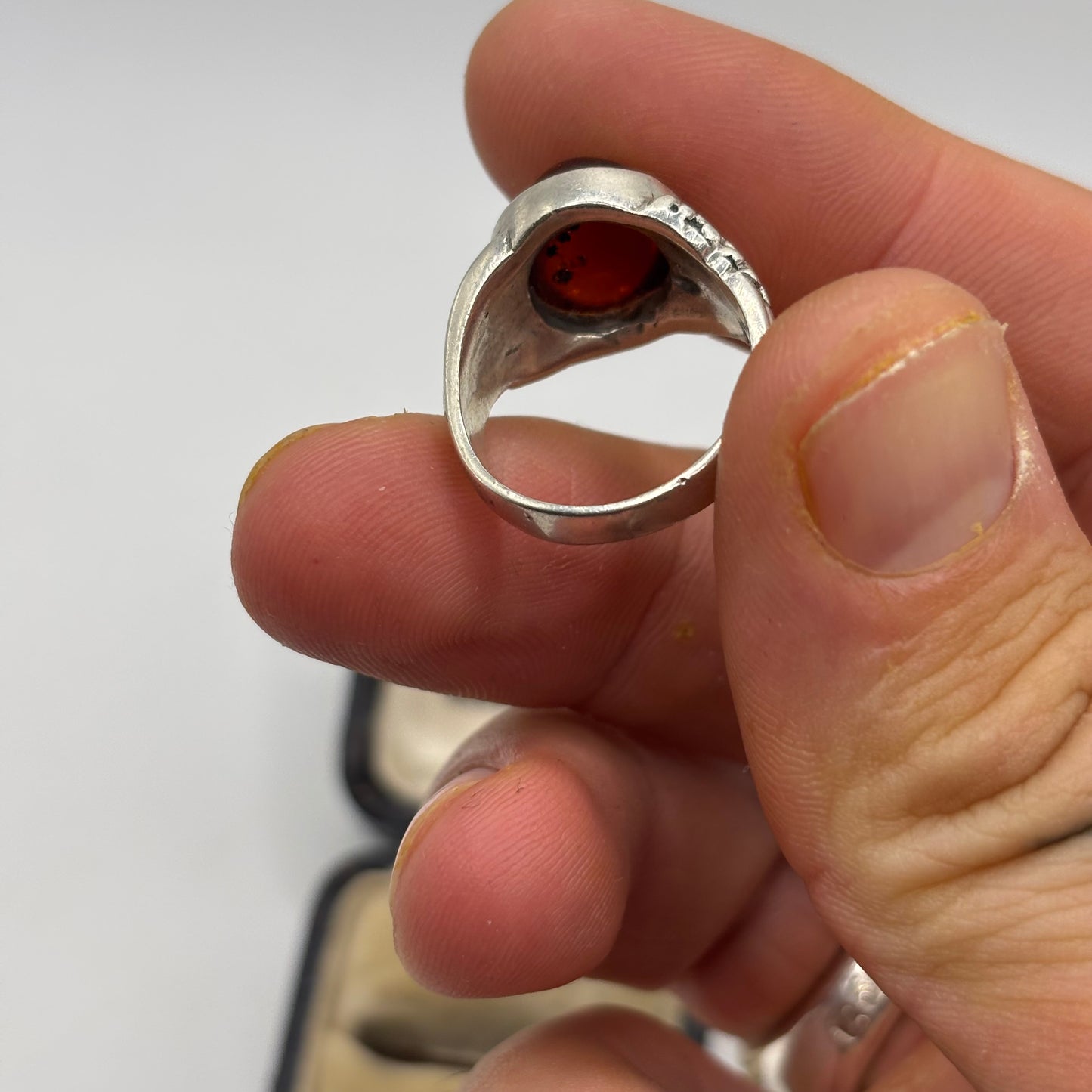 Silver Amber Ring