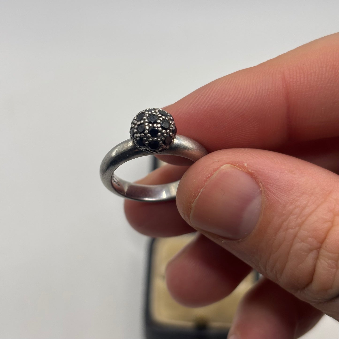 Silver Black CZ Ti Sento Ring (N)