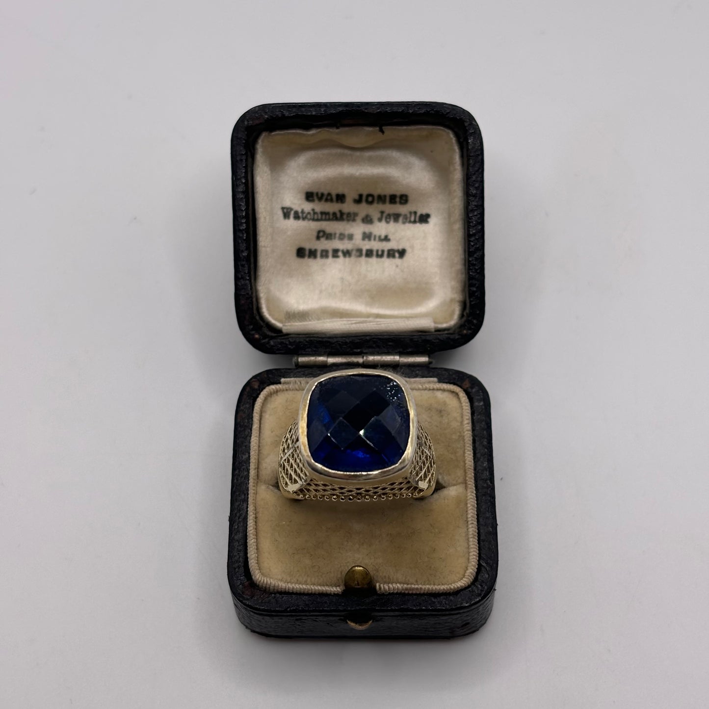 Gold On Silver Faux Sapphire Ring
