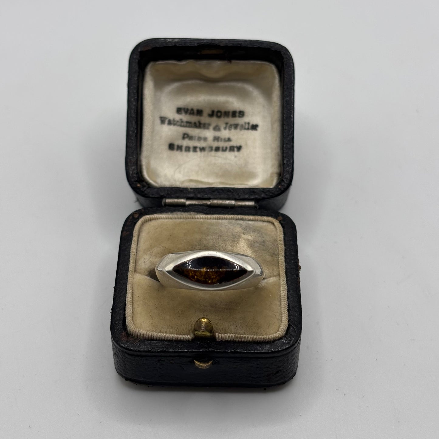 Silver Heavy Amber Ring (P)
