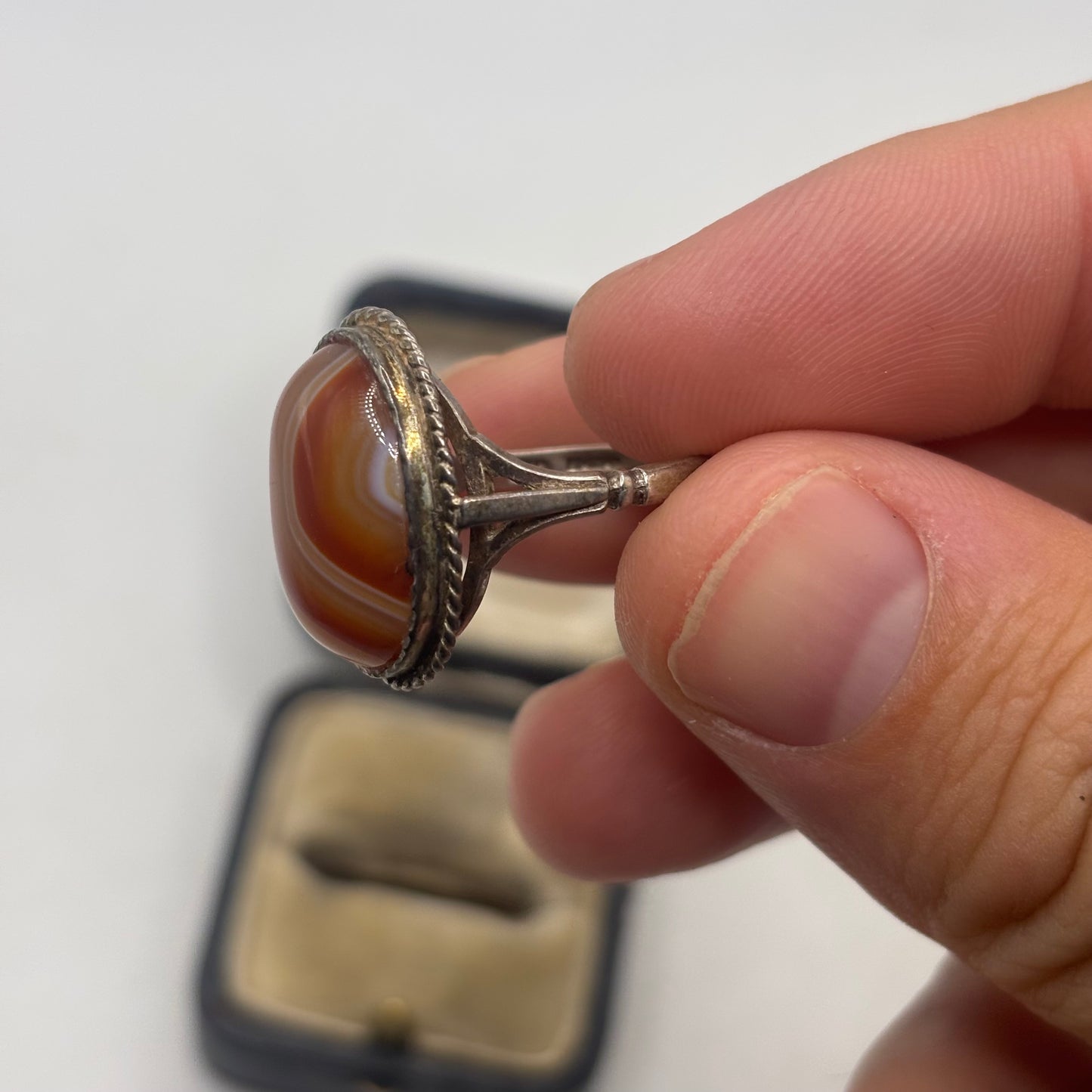 Silver Vintage Agate Ring (N)