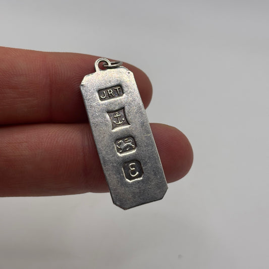 Silver Detailed Bird Ingot Pendant