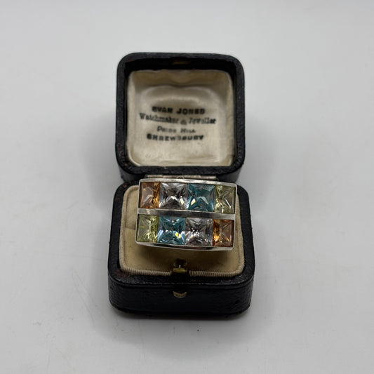 Silver Chunky Mixed Gem Ring