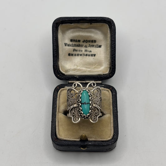 Silver Turquoise Butterfly Ring
