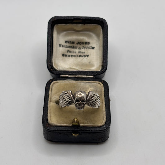 Silver Vintage The Great Frog Winged Skull Ring (S)
