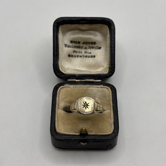 Silver Vintage Gold On Silver Signet Ring (O)