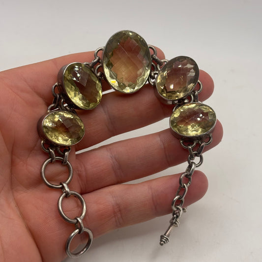 Silver 7”-8.5” Heavy Citrine Bracelet