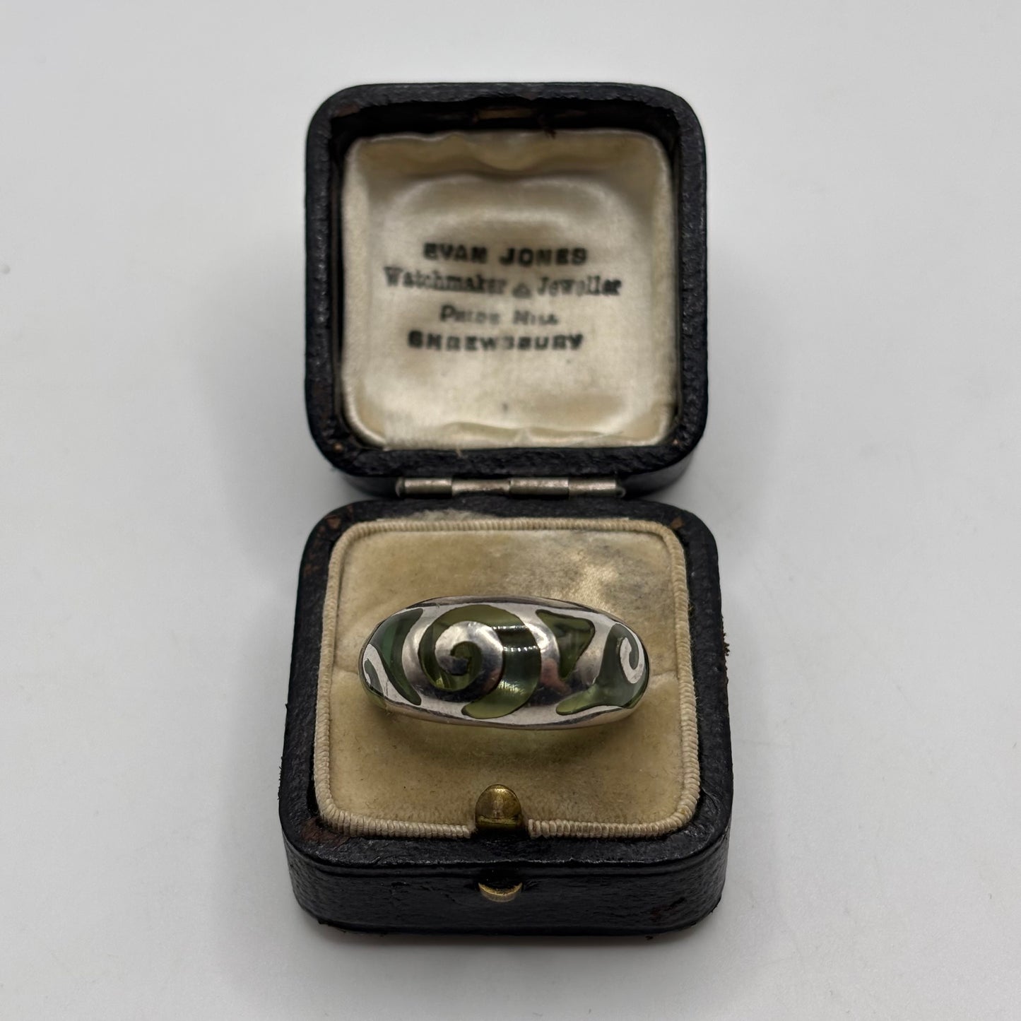 Silver Green Resin Ring (Q)