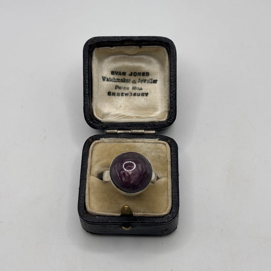 Silver Purple Star Sapphire Ring