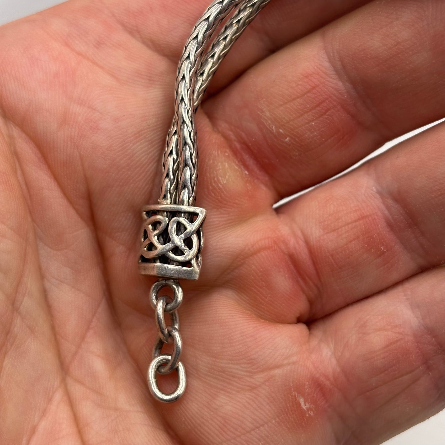 Silver 7”-7.5” Celtic Garnet Bracelet