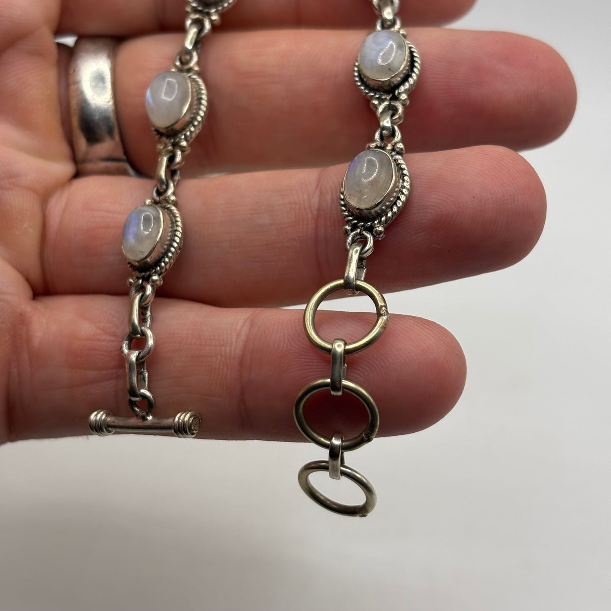 Silver 7”-8” Moonstone Bracelet