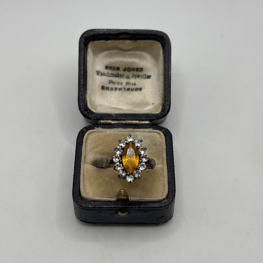 Silver Citrine & CZ Ring (P)