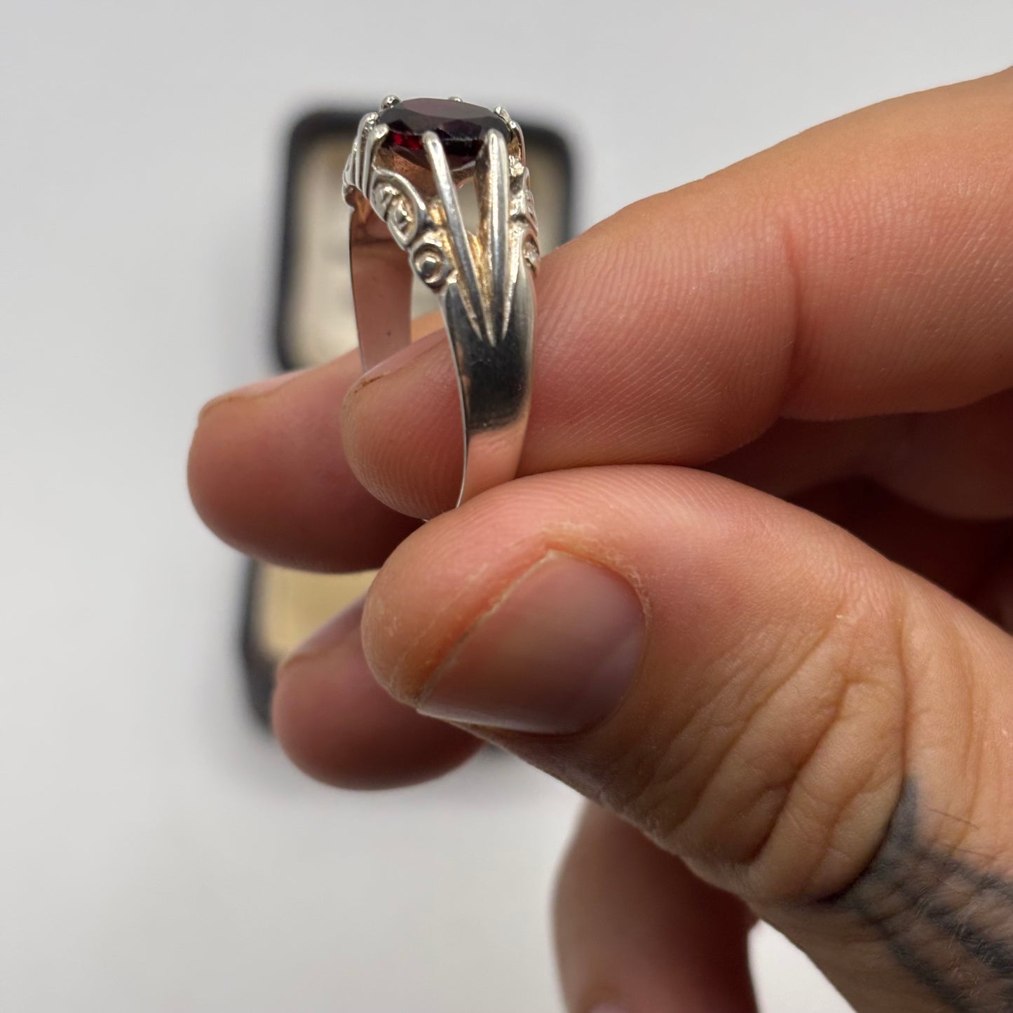 Silver Vintage Garnet Ring