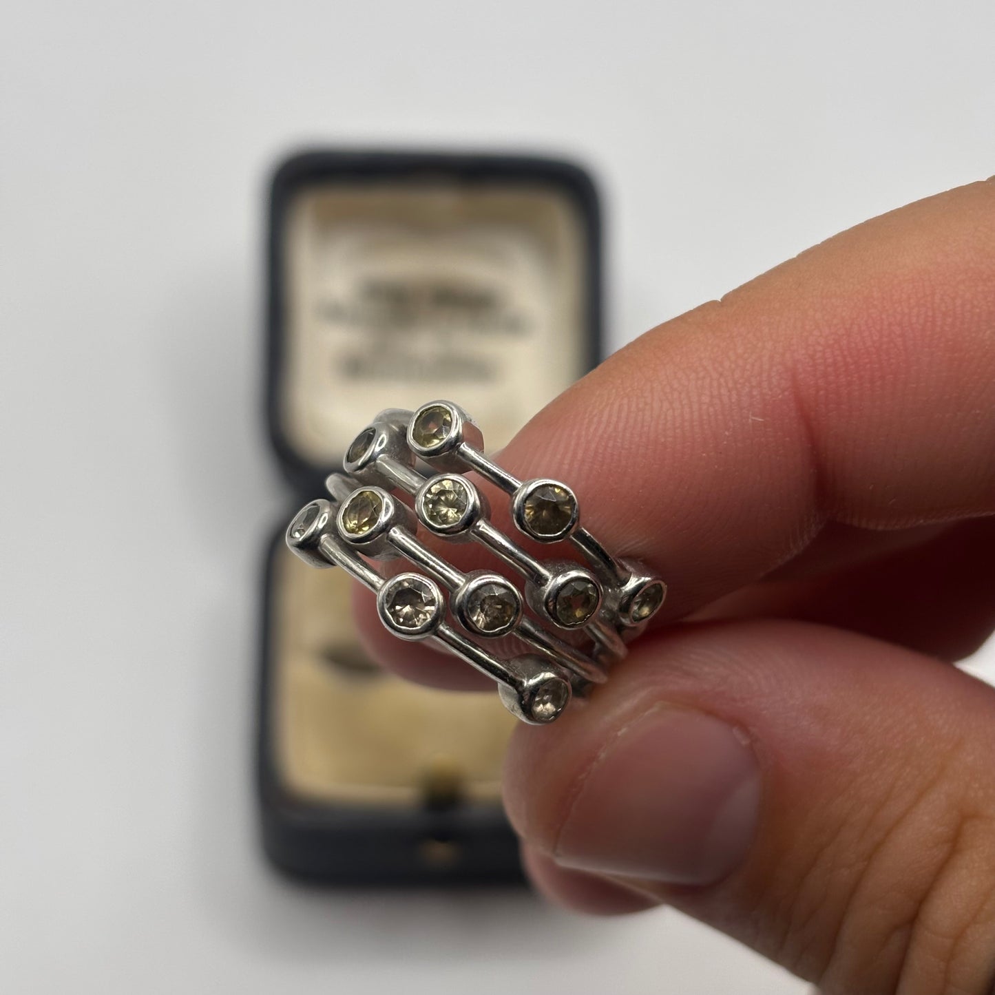 Silver Citrine Band Ring (O)