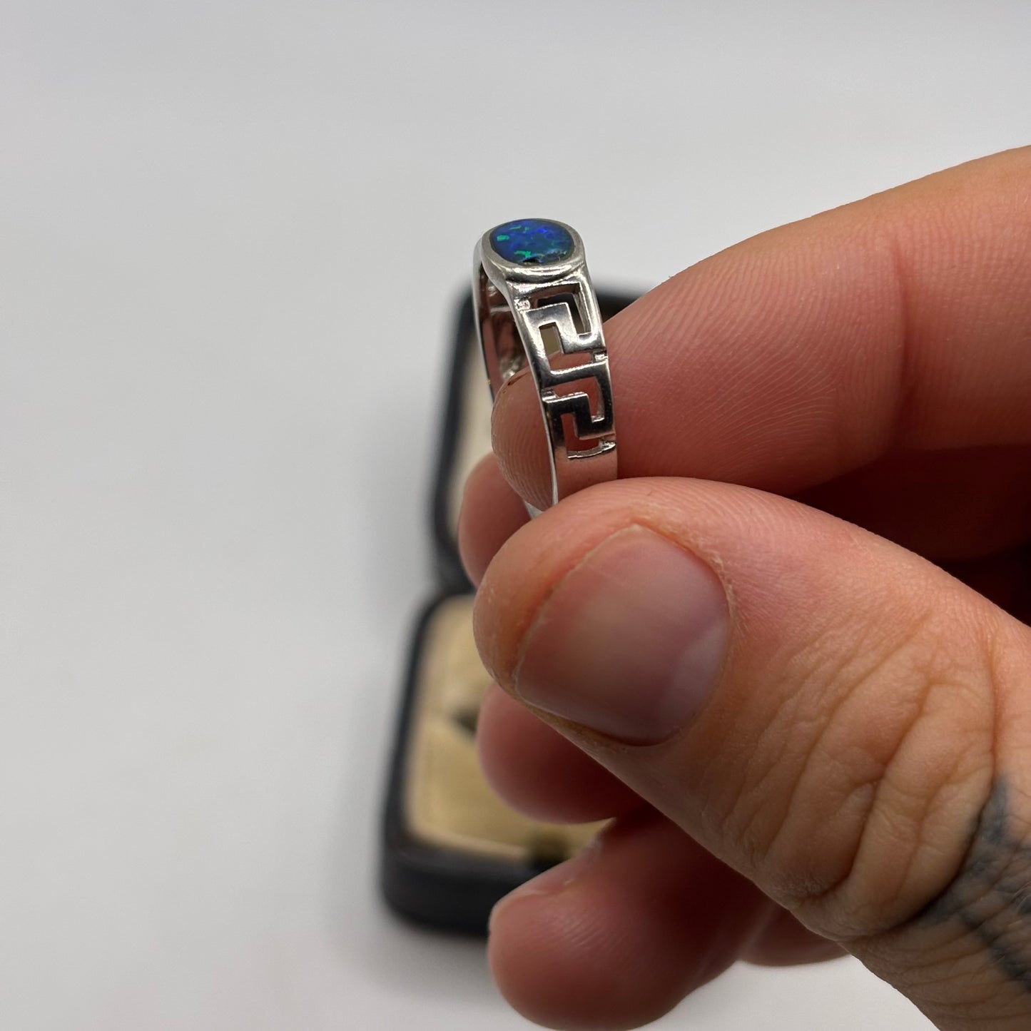 Silver Greek Opal Ring
