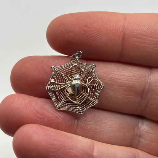 Silver Spider Web Pendant
