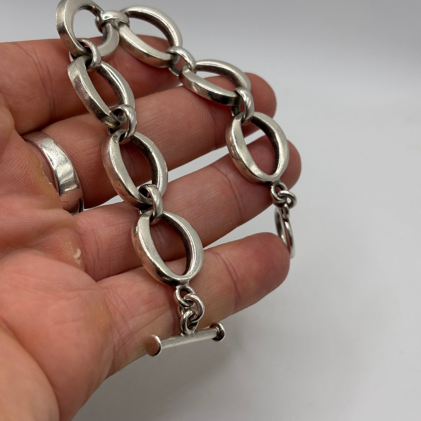 Silver 7.5” Chunky Bracelet