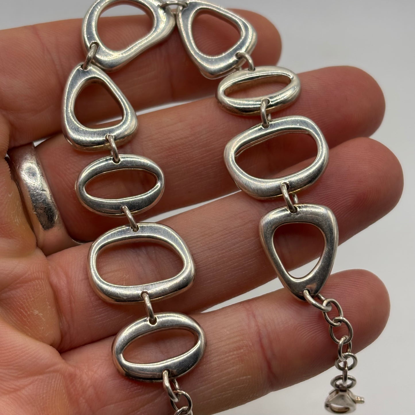 Silver 7.5”-8.5” Abstract Bracelet