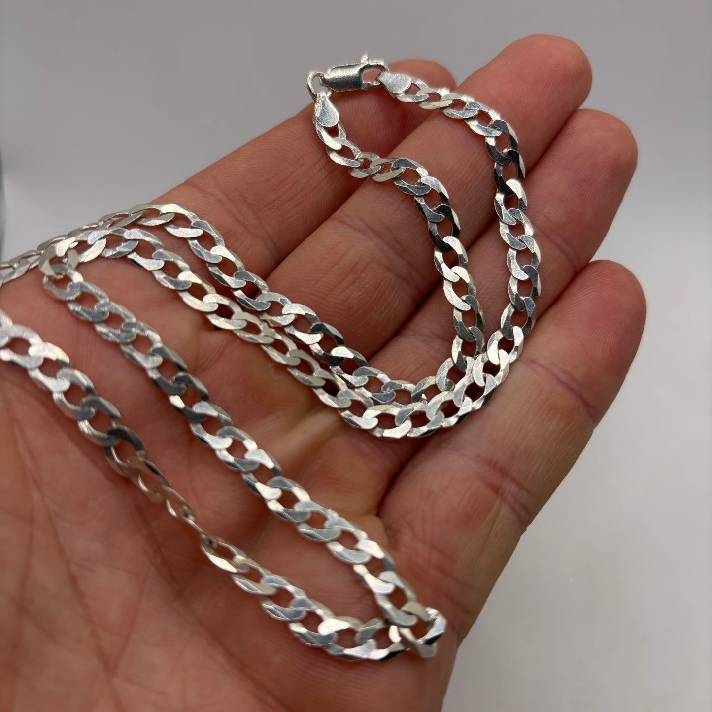 Silver 18” Curb Link Chain Necklace
