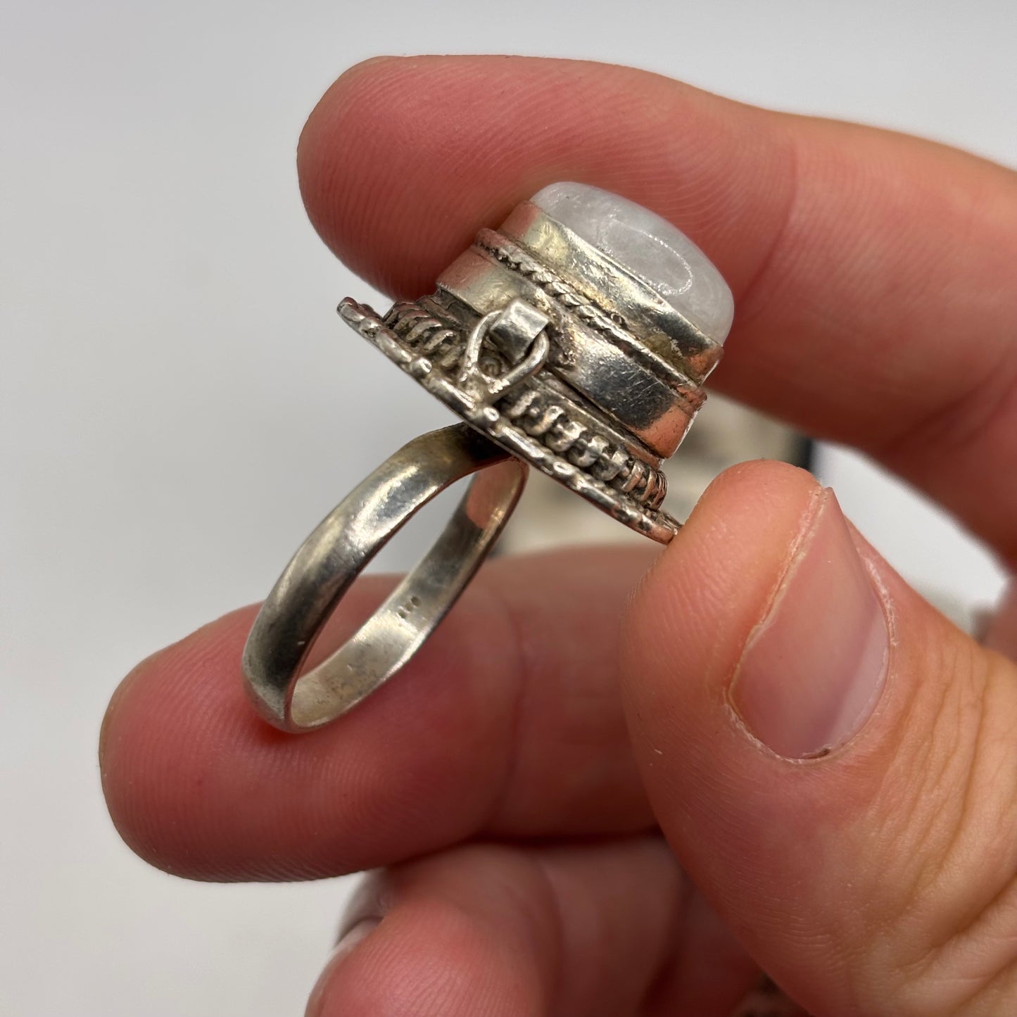 Silver Moonstone Poison Ring (S)