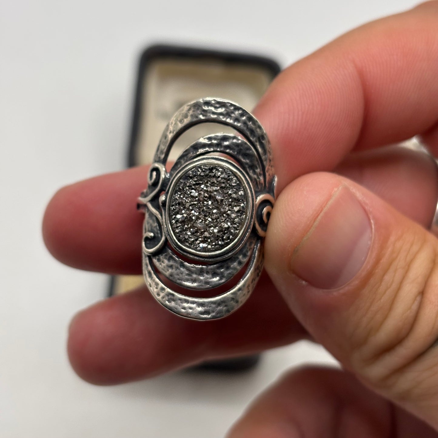 Silver Paz Drusy Quartz Ring (N)