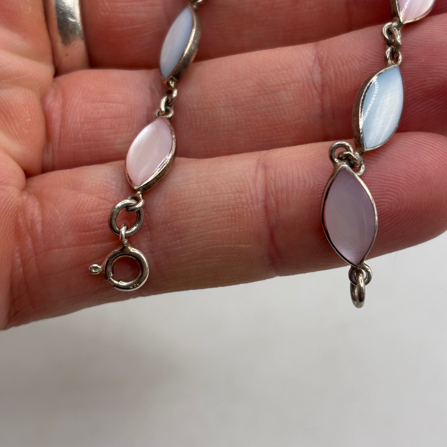 Silver 7.5” Pearl Bracelet