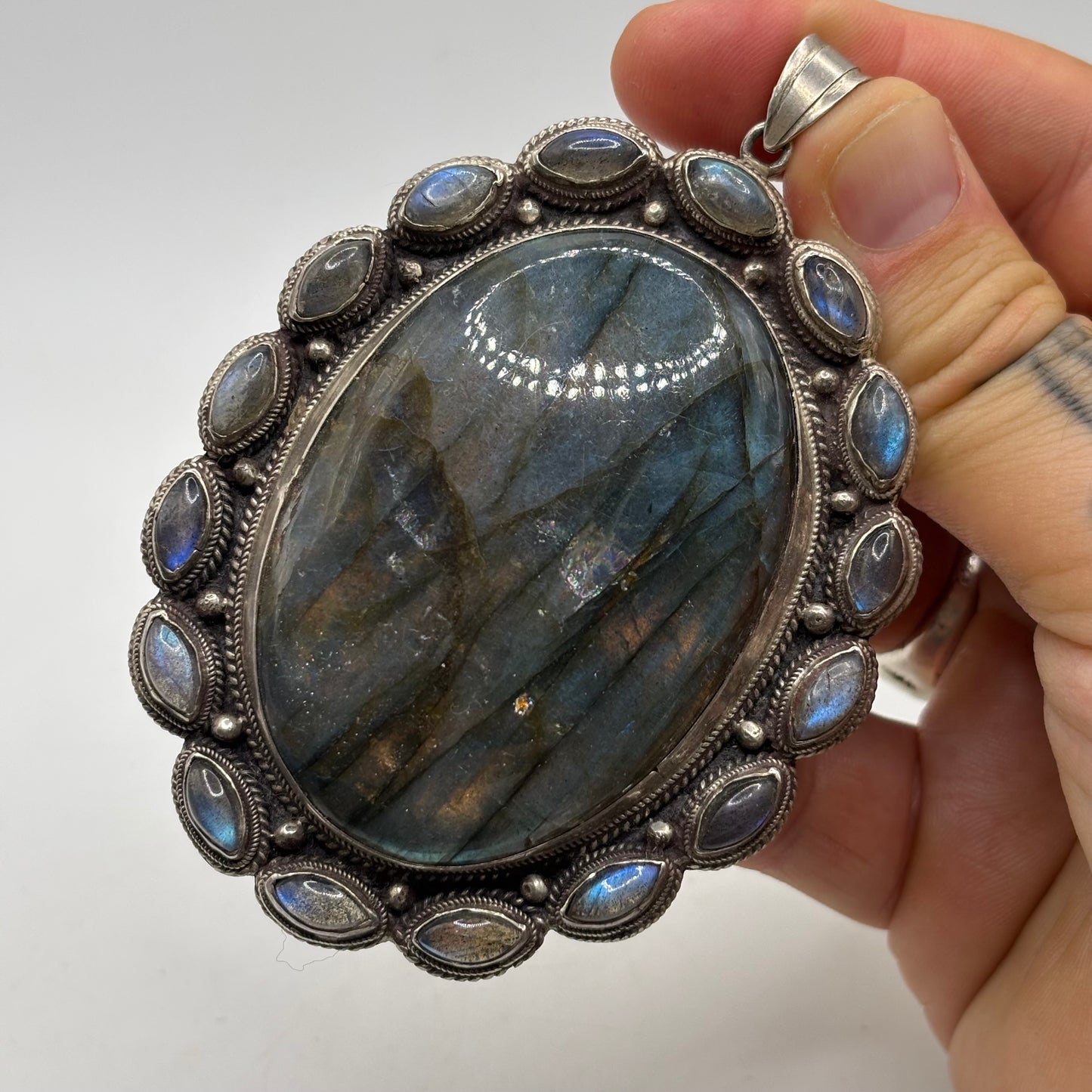 Incredible Huge Labradorite Pendant