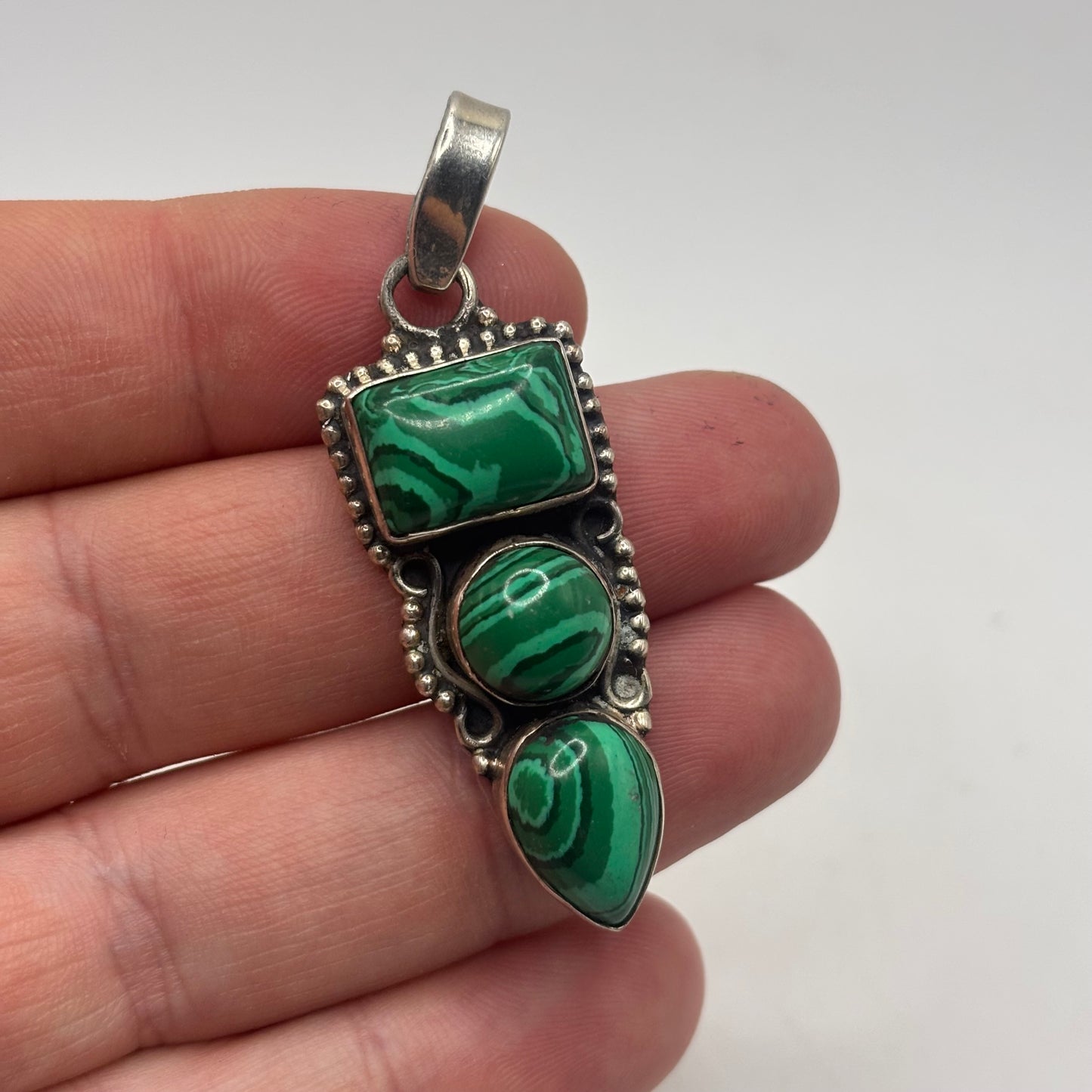 Silver Malachite Pendant