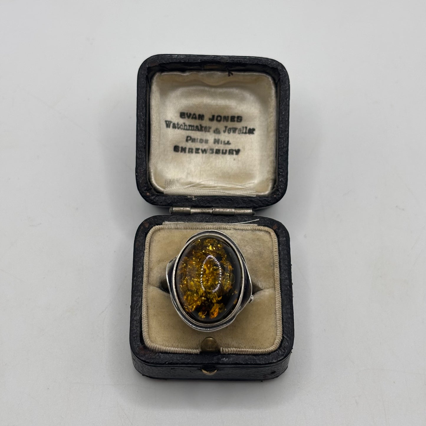 Silver Amber Ring