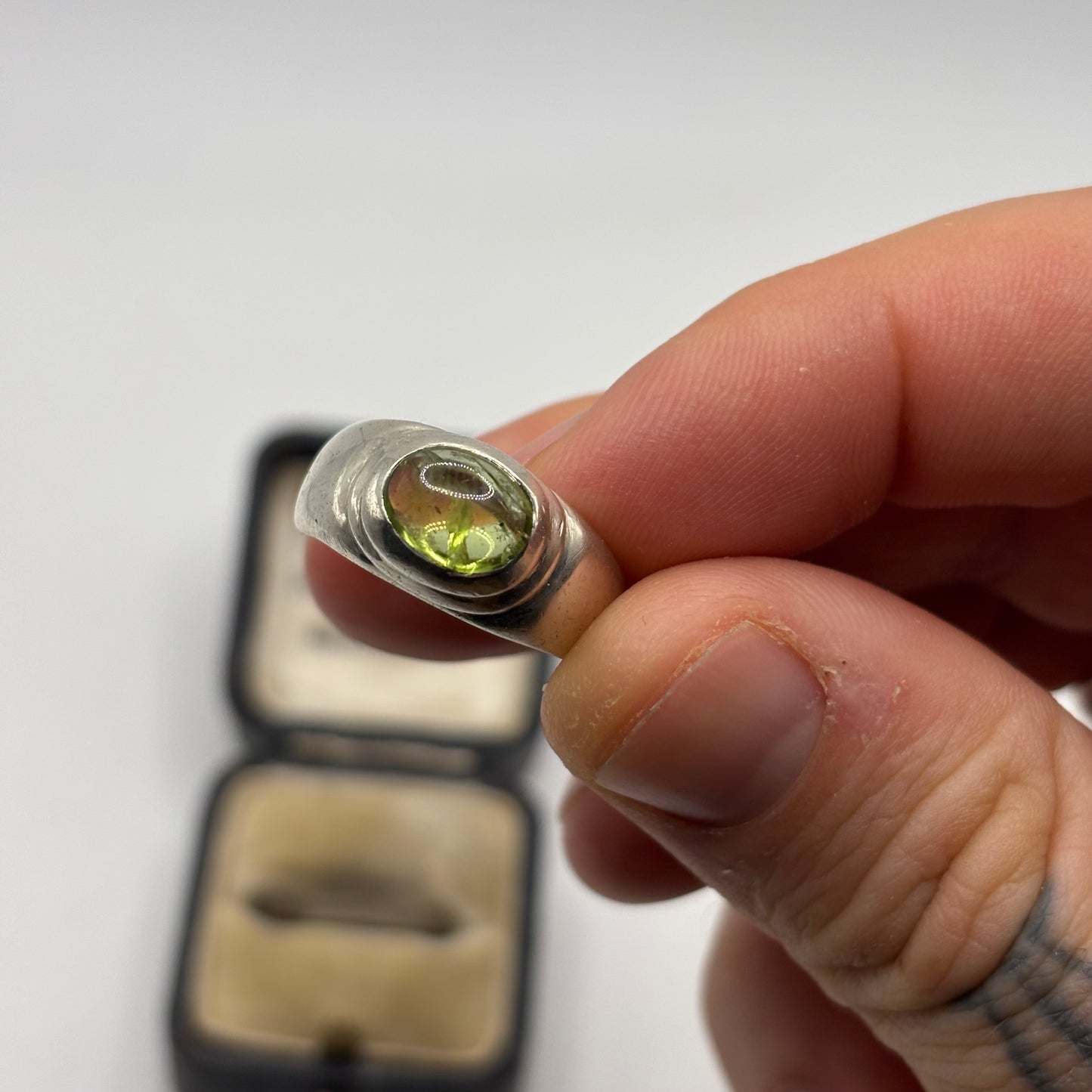 Silver Peridot Chunky Ring