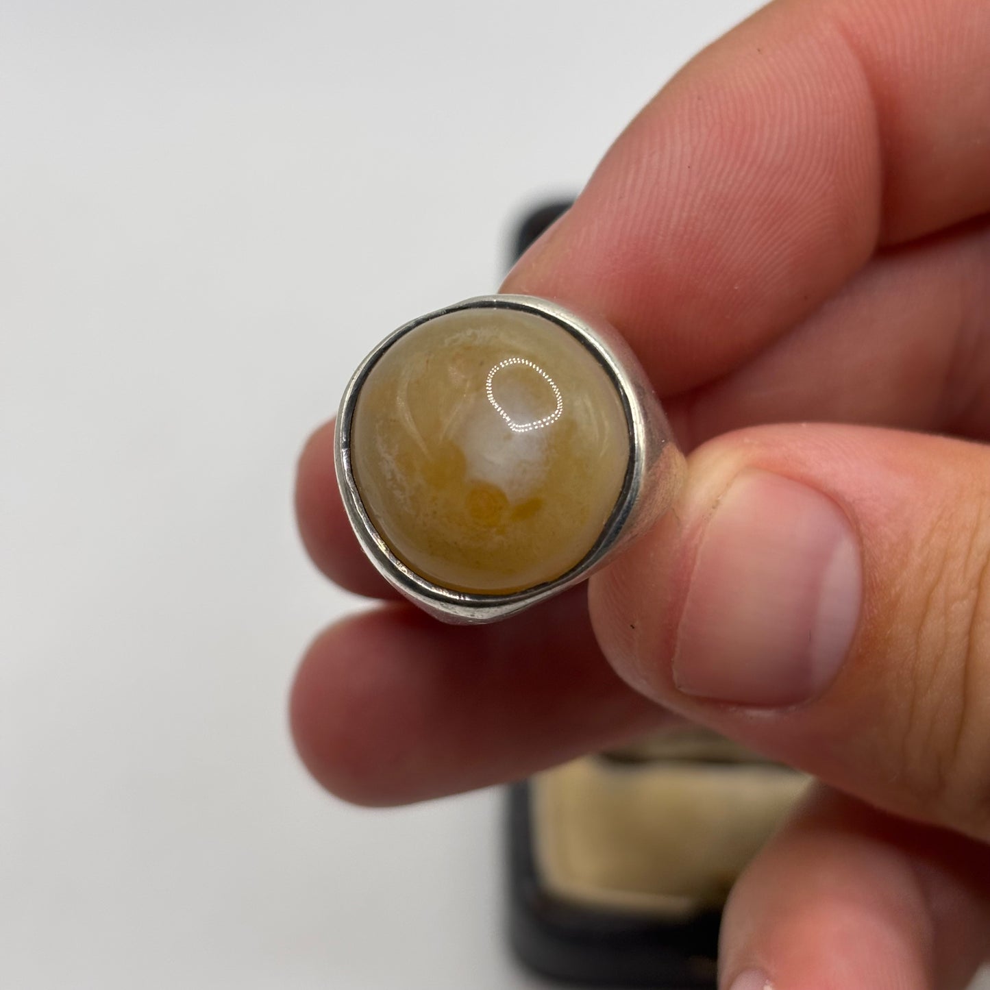 Silver Agate Midcentury Ring (L)