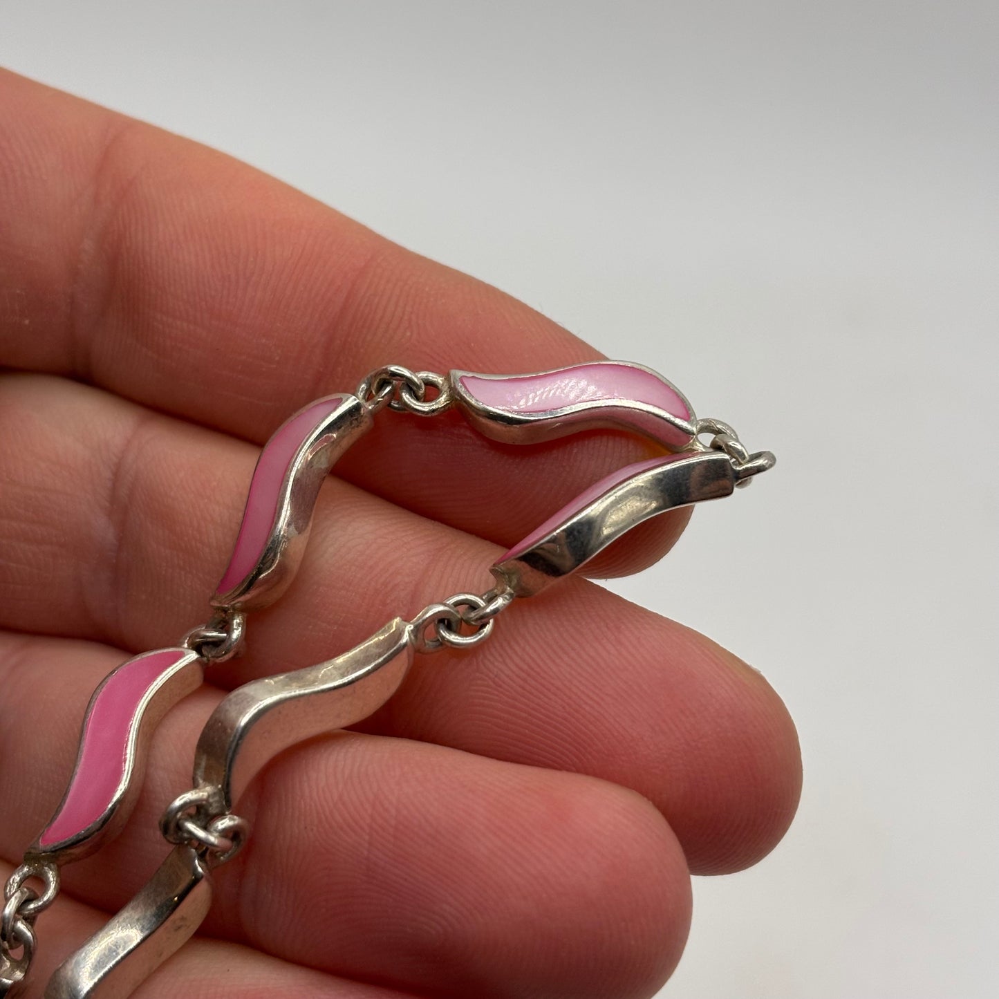 Silver 7” Pink Pearl Bracelet