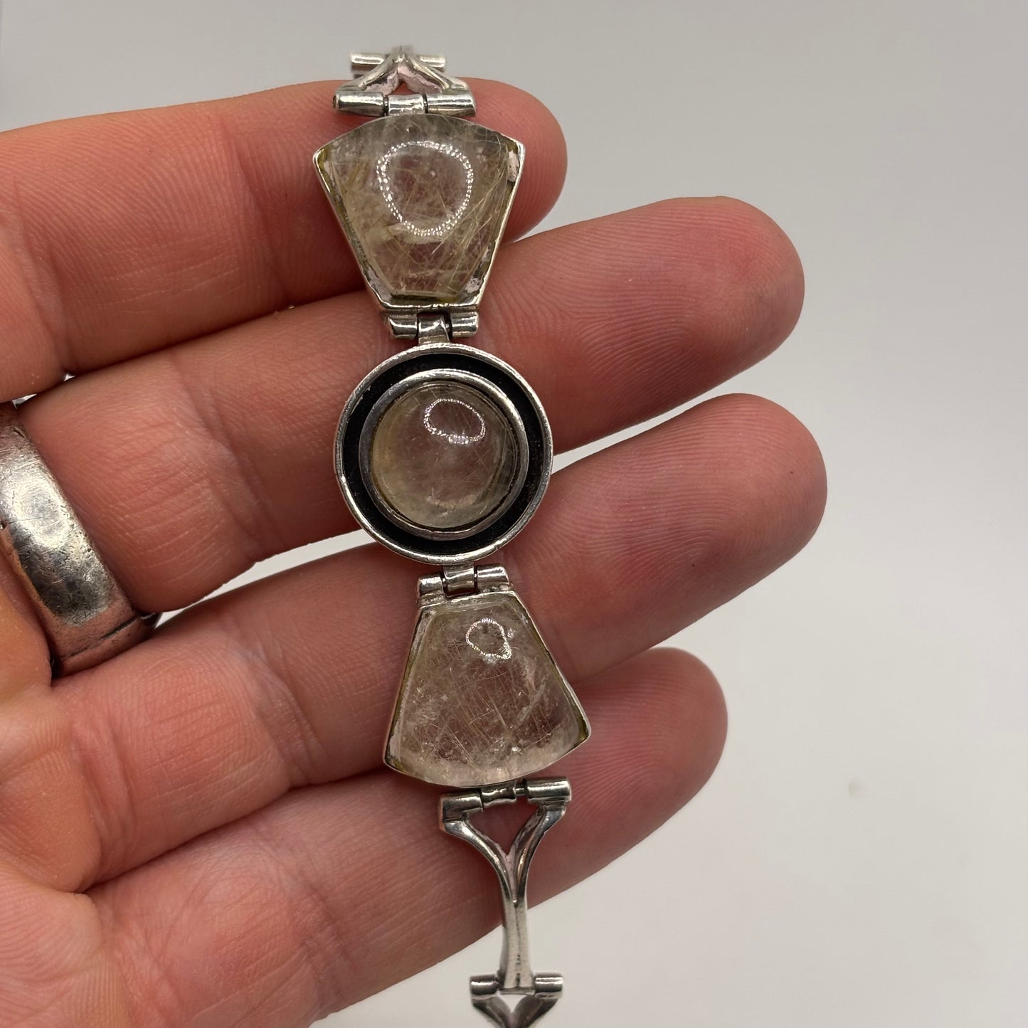 Silver 7” Rutilated Quartz Bracelet