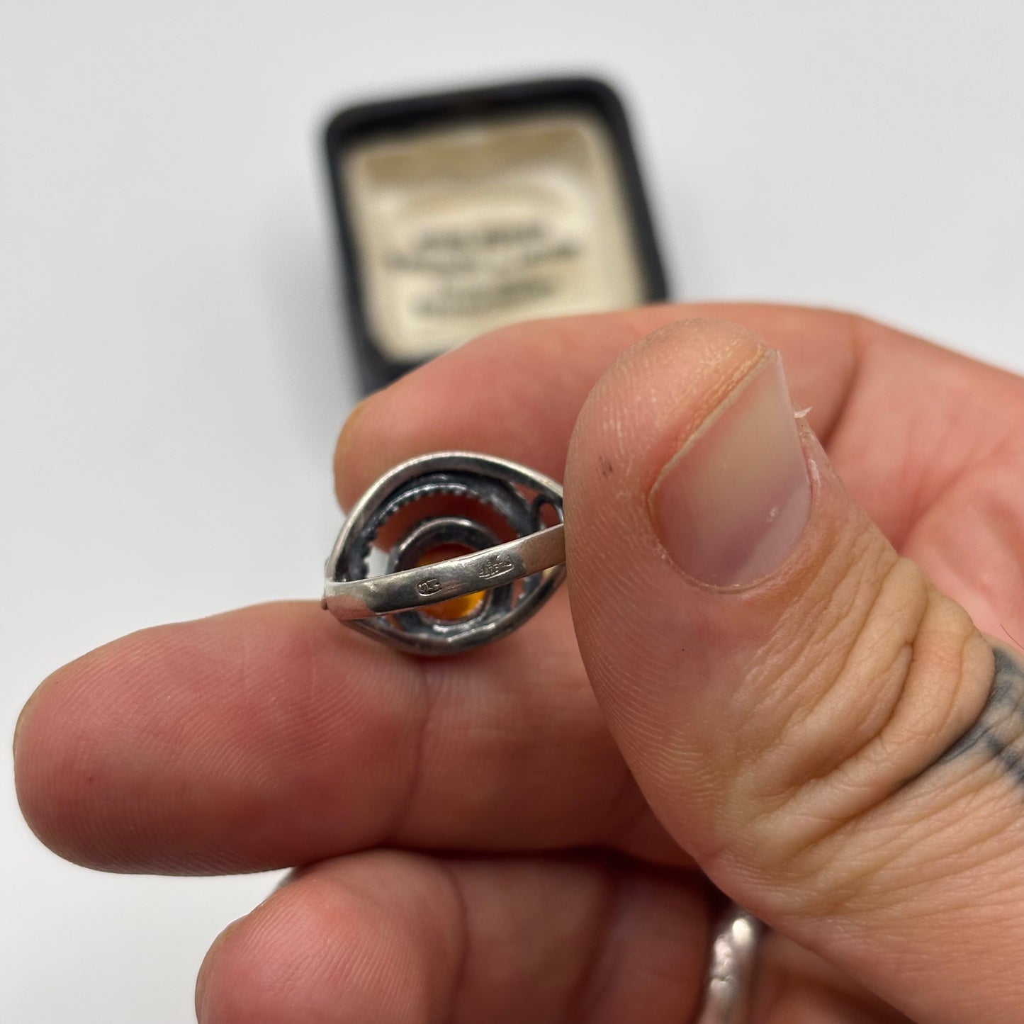 Silver Amber Ring
