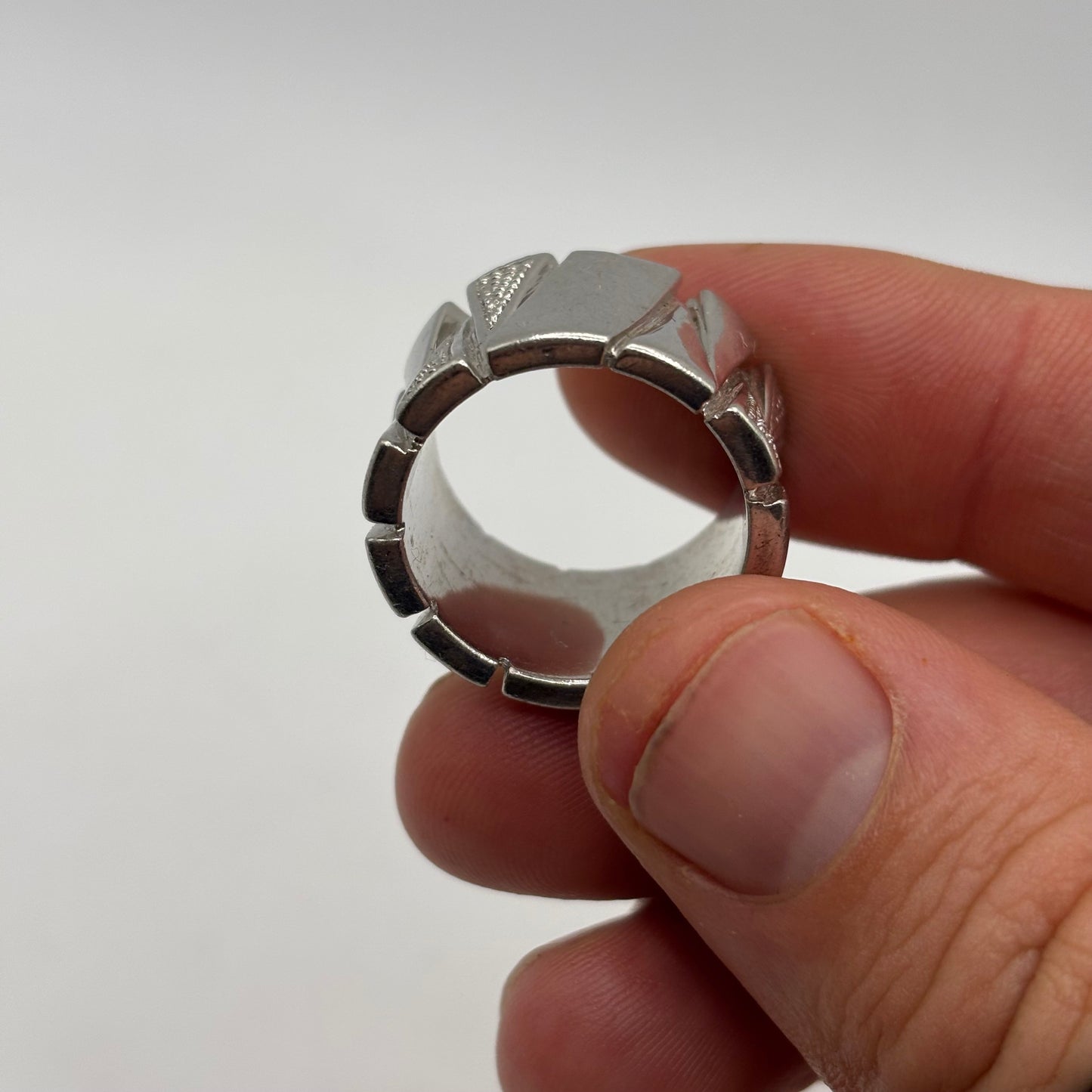 Silver Heavy Unusual Band Ring