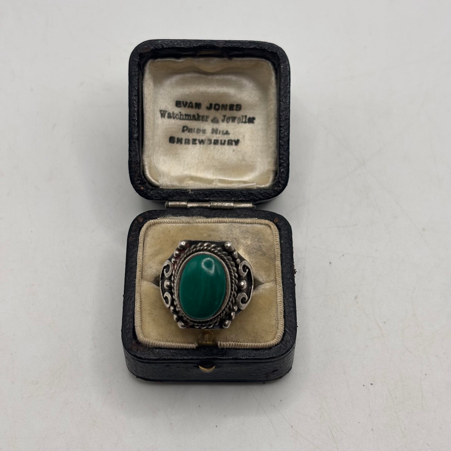 Silver Heavy Malachite Ring (L)