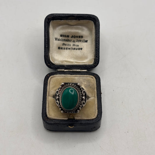 Silver Heavy Malachite Ring (L)