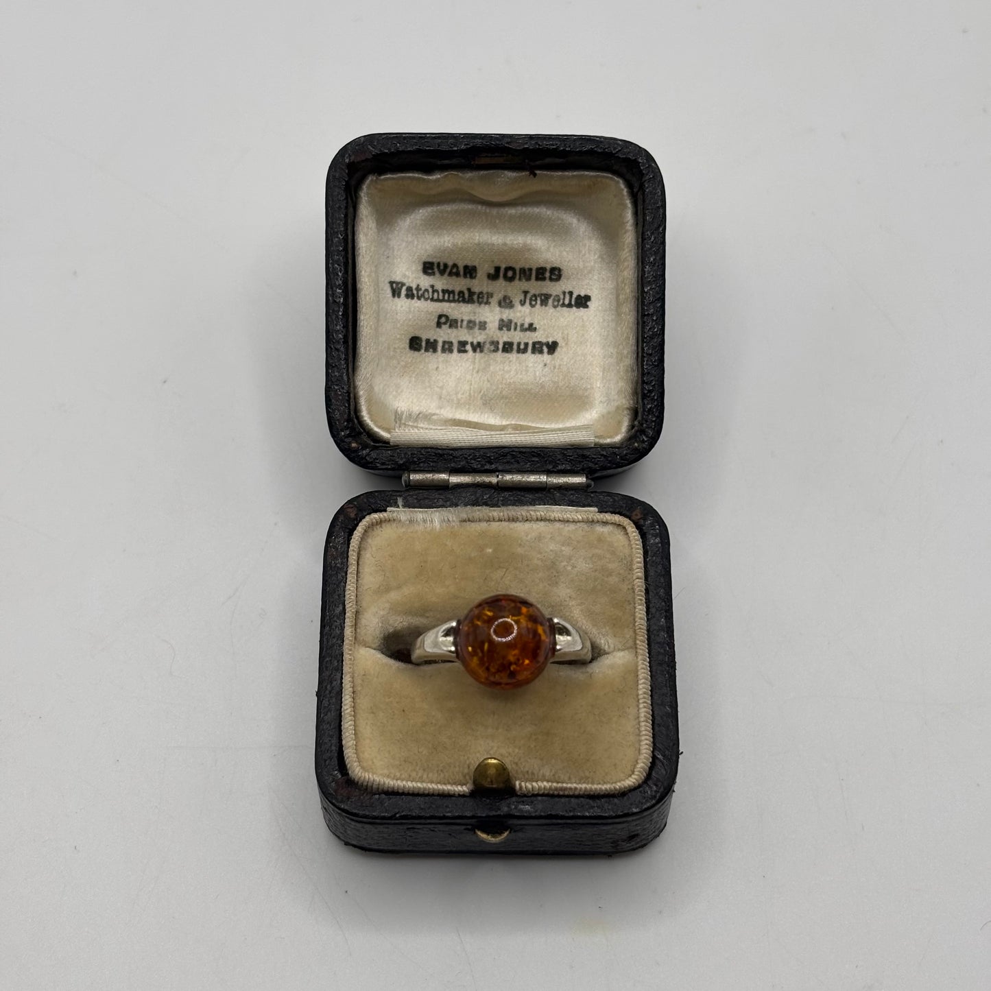 Silver Amber Ring