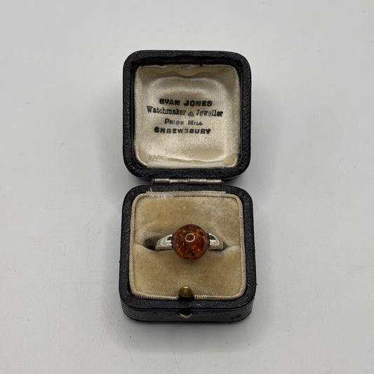 Silver Amber Ring