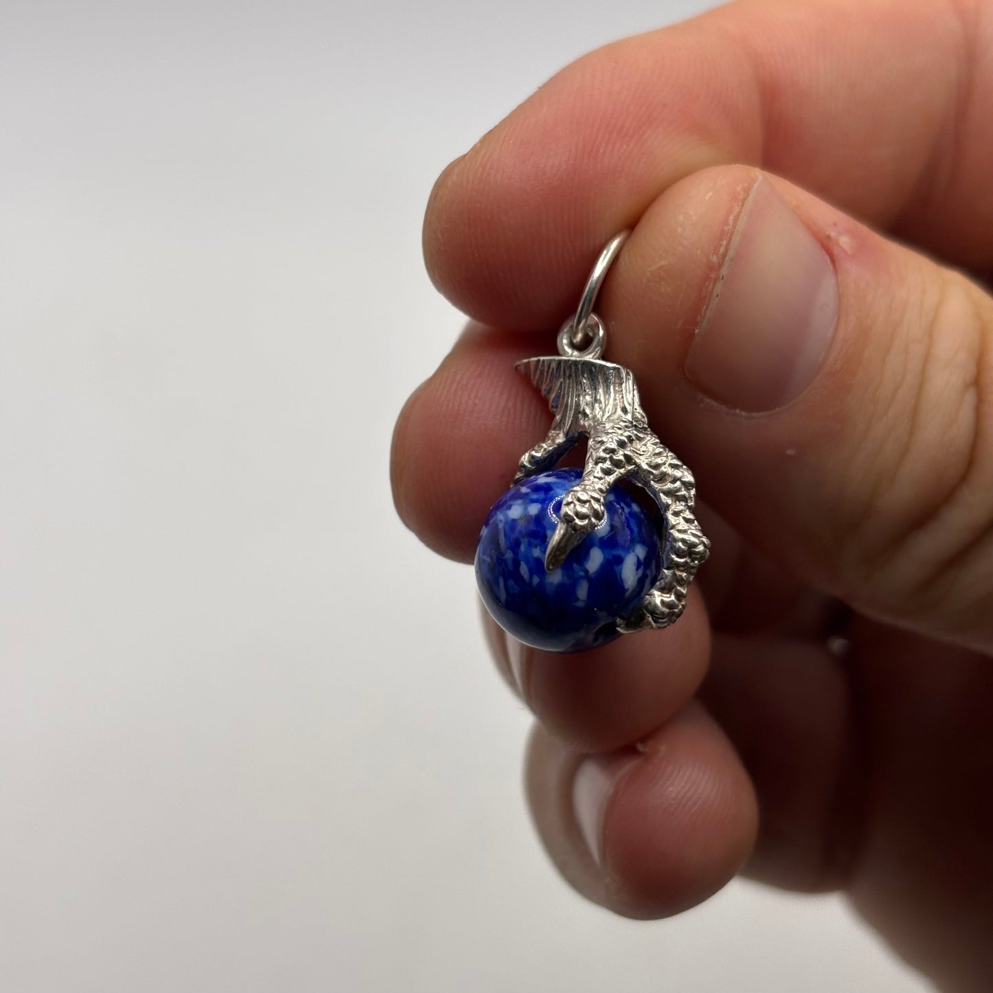 Silver Lapis Claw Pendant