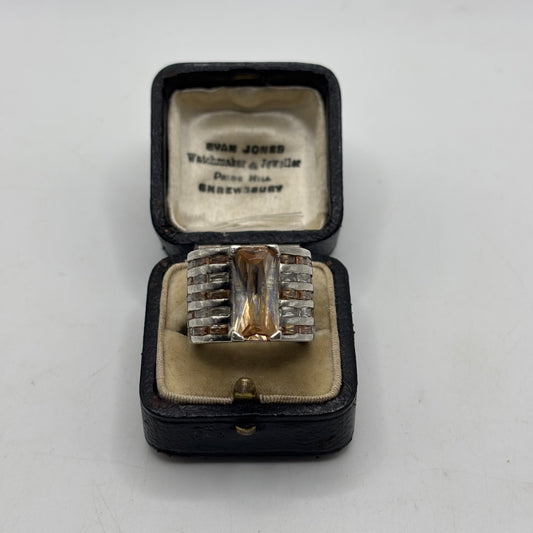 Silver Citrine Large Ring