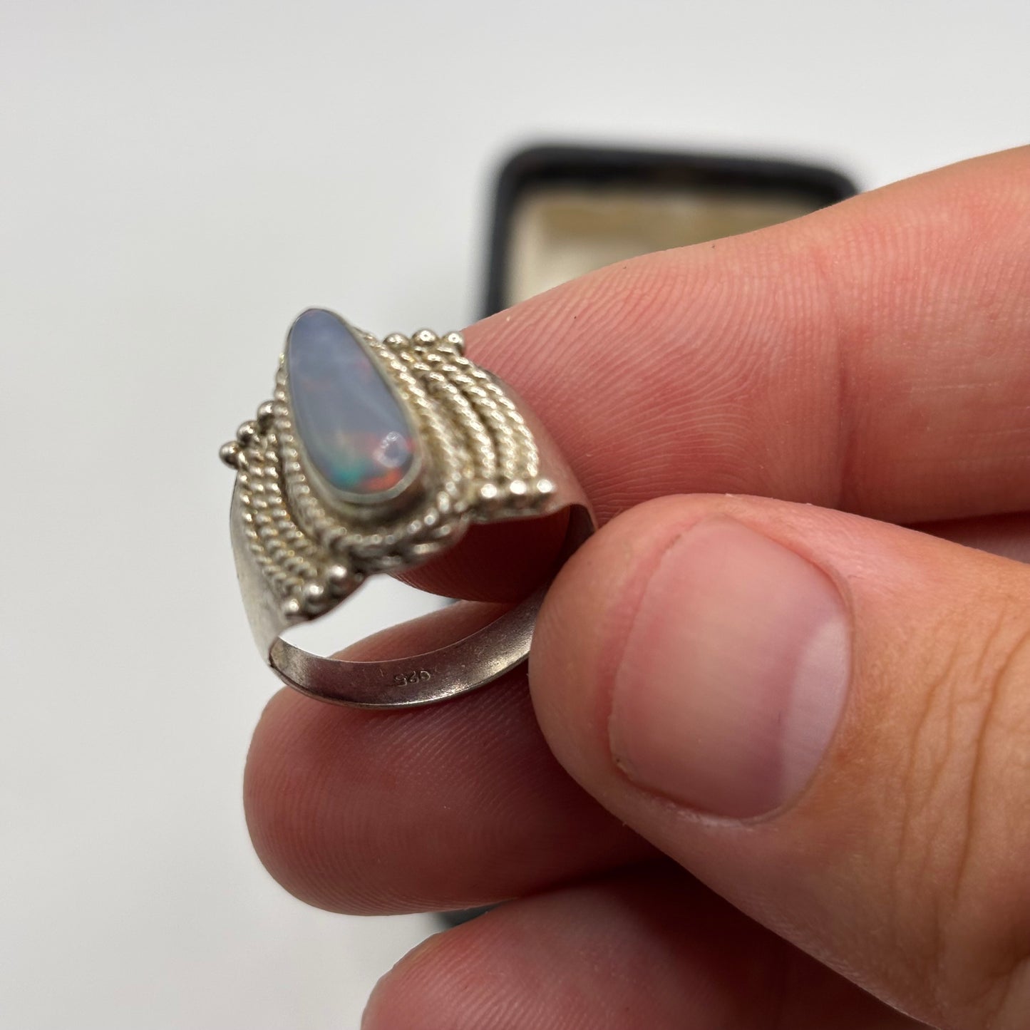 Silver Australian Opal Ring (O)
