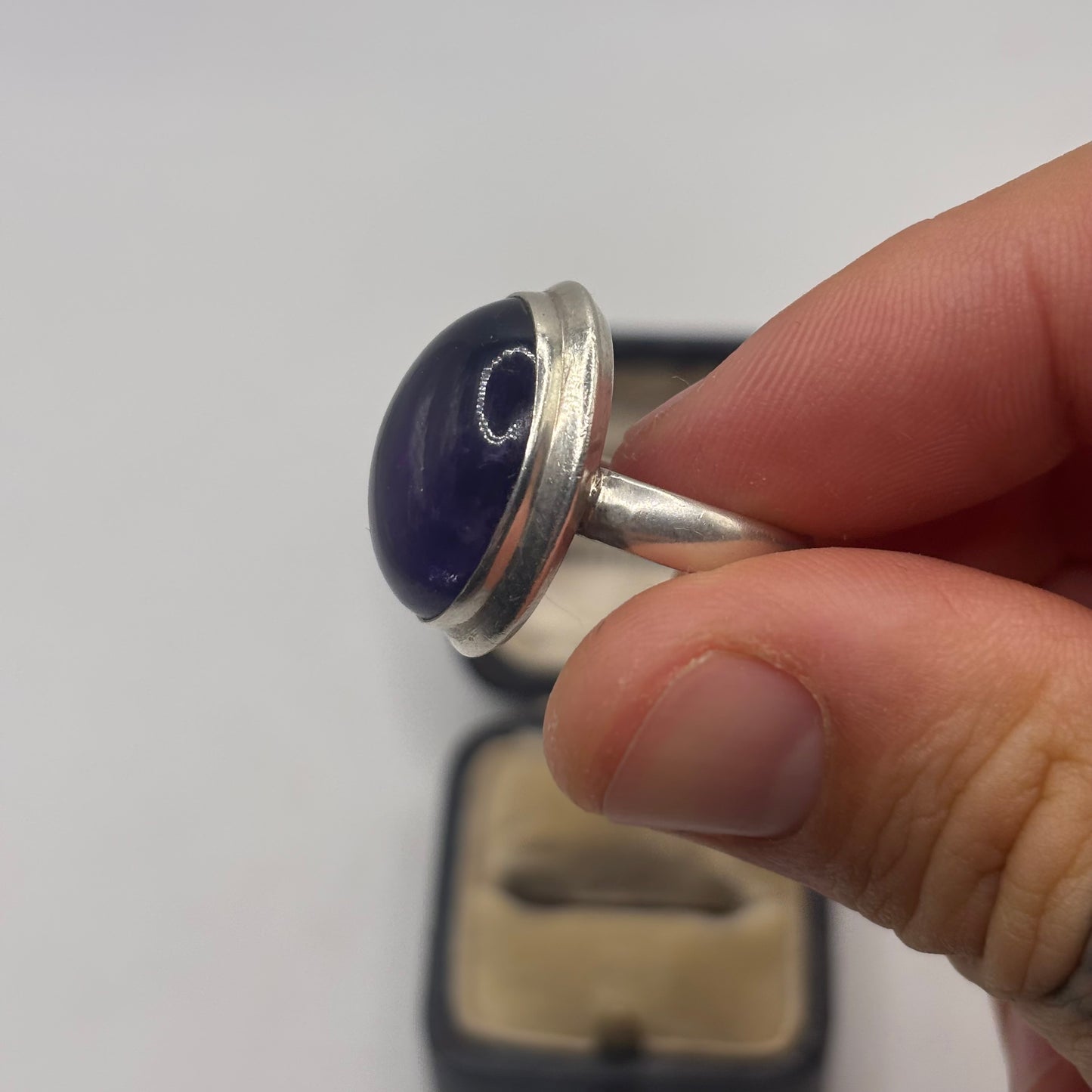 Silver Chunky Amethyst Ring