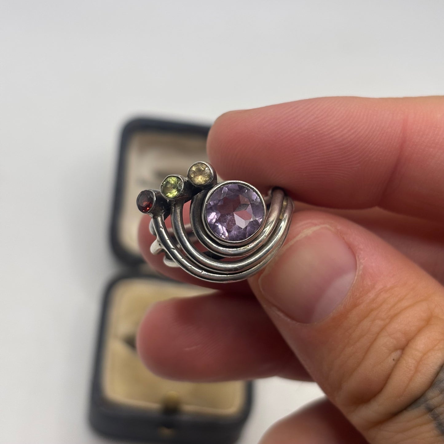 Silver Mixed Gem Ring (N)