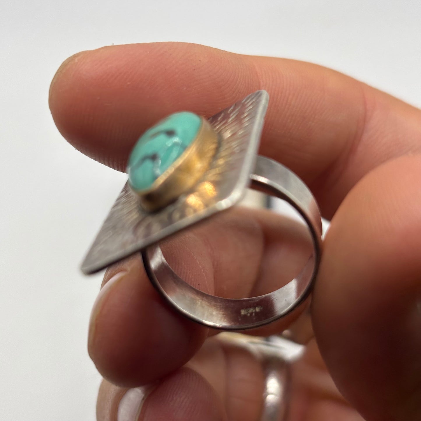 Silver Abstract Turquoise Ring