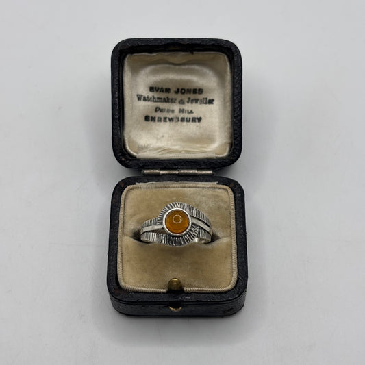 Silver Amber Ring