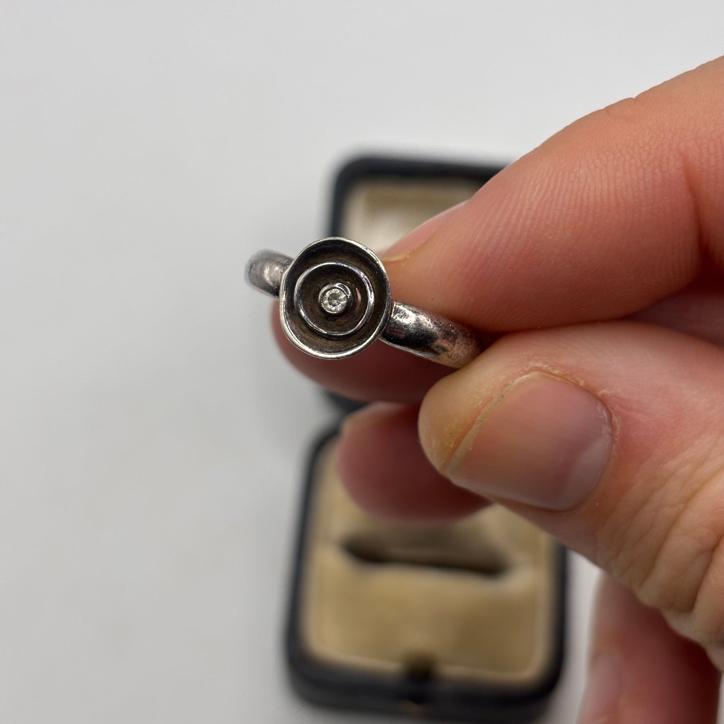 Silver Abstract CZ Ring