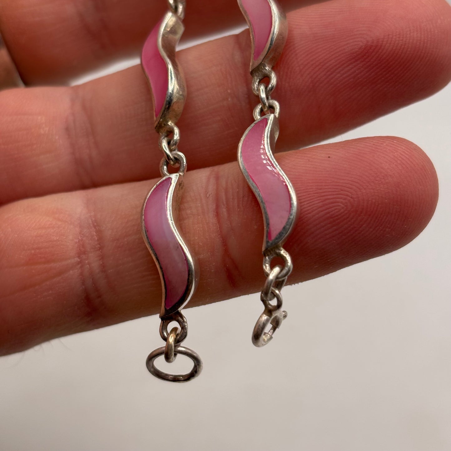 Silver 7” Pink Pearl Bracelet