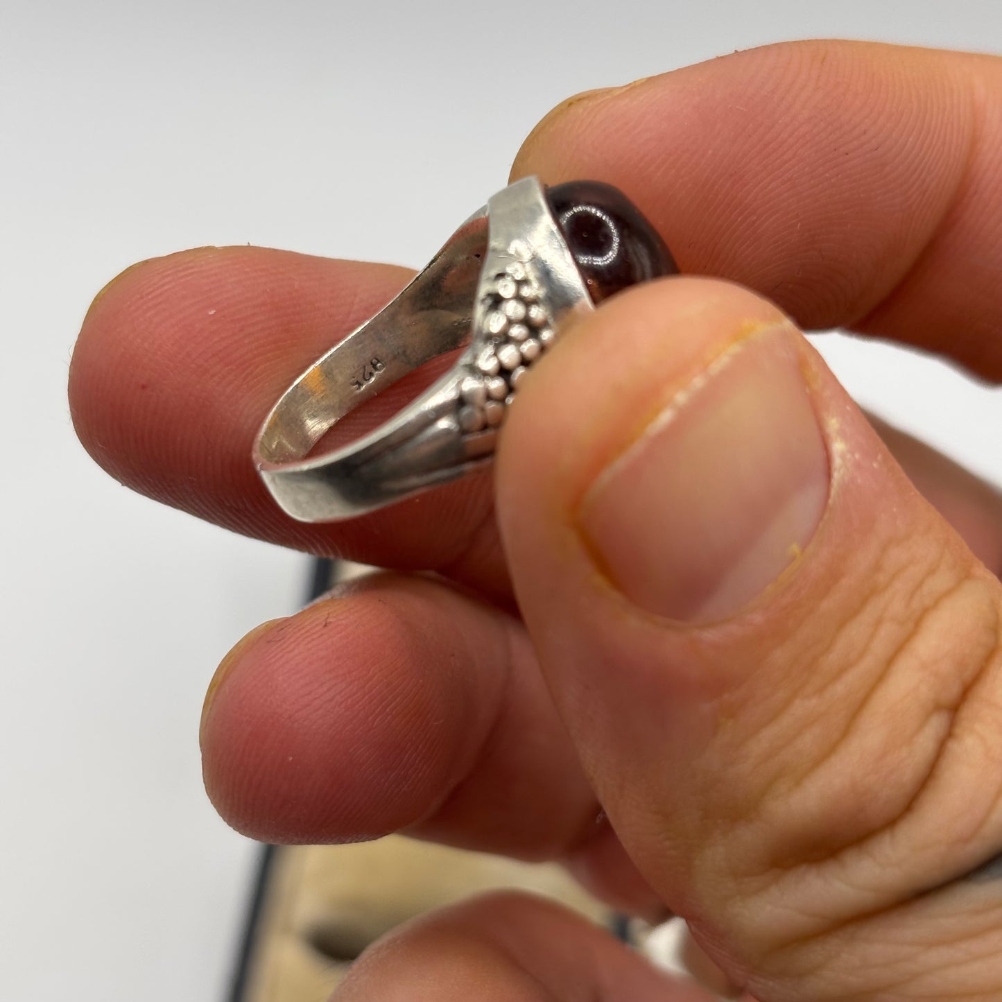 Silver Amber Ring