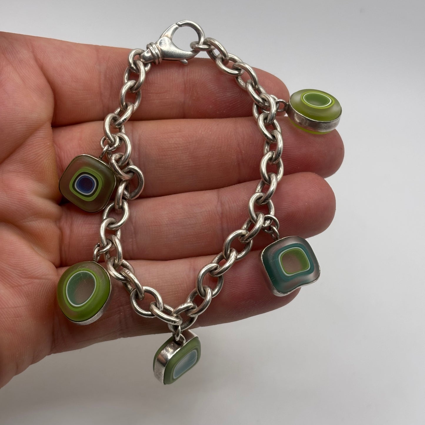 Silver 8” Funky Glass Bracelet